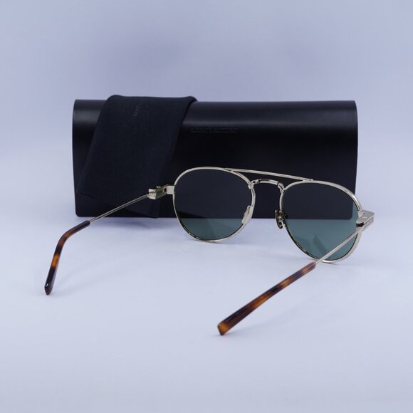 Saint Laurent SL708 003 Aviator Sunglasses - Gold/Green - Picture 5 of 11
